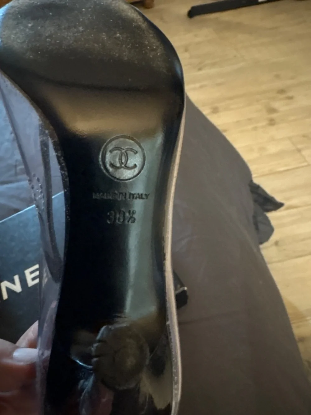 Chanel Black Patent and Clear Heels